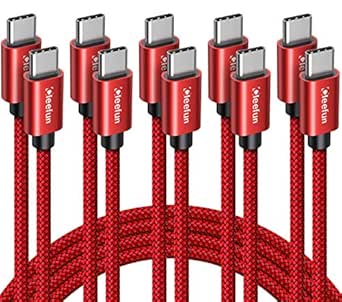 CLEEFUN USB C Cable 60W/3A, 5-Pack, 3/3/6/6/10 ft USBC to USBC Cable for iPhone 16 15 Pro Max Plus, Type C Cable Fast Charge for iPad/MacBook, for Samsung Galaxy S24 S23