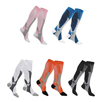 SherryDC Compression Socks for Women & Men (5 Pair, XXL) Best Medical Grade Graduated Compression Stockings for Running, Athletic, Nursing, Pregnancy, Flight Travel, Crossfit