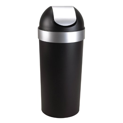 Umbra Venti 16-Gallon Swing-Top Trash Can, Black/Nickel