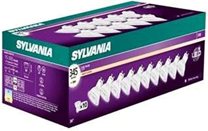 Sylvania LED Pack of 10, GU10, 345 lm, 840 = 4000 K, 36 Degrees, 15,000 Hours