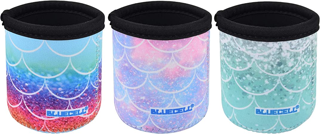 Bluecell Pack of 3 Neoprene Insulators Fish Scale Pattern Beer Can Sleeves for 7.5oz Drink Beer Cans (Fish-Scale Pattern(3pcs), 7.5 oz)