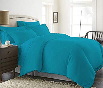 Bed Alter 1000 Thread Count Duvet Cover Set 3 Piece with Zipper & Corner Ties 100% Egyptian Cotton Hypoallergenic (1 Duvet Cover 2 Pillow Shams) (Queen/Full, Torquise Blue)