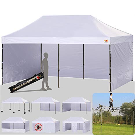 ABCCANOPY 10 X 20 Ez Pop up Canopy Tent Commercial Instant Gazebos with 9 Removable Sides and Roller Bag and 6x Weight Bag