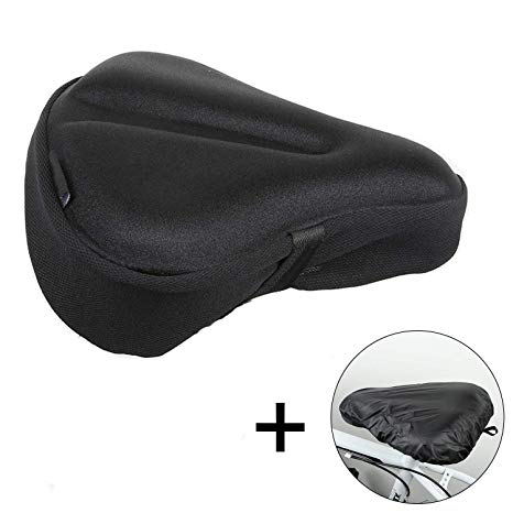 Gel Bike Seat Cover, Arespark Extra Large Soft Wide Gel Bicycle Cushion with Waterproof Cover for Bike Saddle, Comfortable Bicycle Saddle Cover Fits Cruiser and Stationary Bikes, Indoor Cycling, Spinning