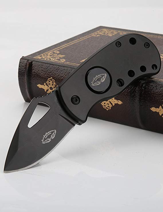 Small pocket knife Fat Boy - Compact EDC & Built Like A Tank, Black Blade Razor Sharp pocket knifes Deep Pocket Carry with Button Lock Release good for hunting fishing outdoors & Sport pocket knives