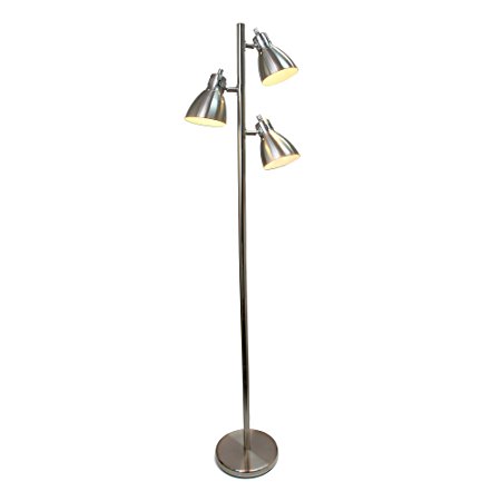 Simple Designs Home LF2007-BSN Simple Designs Metal 3-Light Tree Floor Lamp, Brushed Nickel Finish