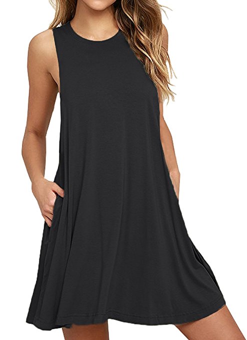 VIISHOW Women's Pockets Dress Casual Swing T-shirt Dresses