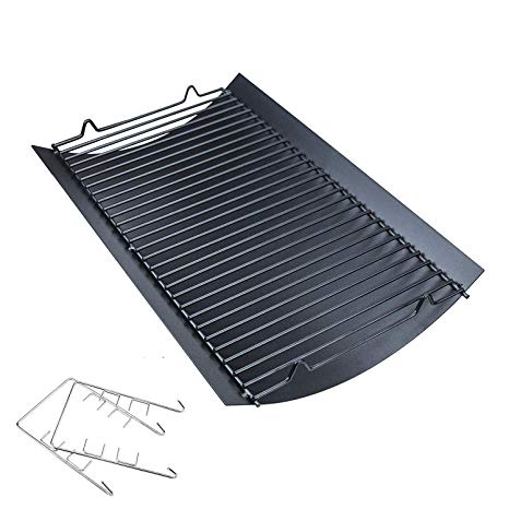 Hisencn 20 inch Ash pan for Chargriller 5050, 5072, 5650, 2123 Charcoal Grills, Char-Griller Model 200157, Replacement Part with 2pcs Fire Grate Hanger, 20" Drip Pan