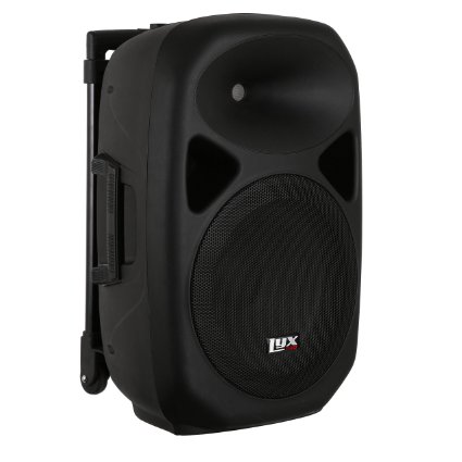LyxPro 12 Portable Battery Powered PA Speaker Built In EQ and Rechargeable Battery Bluetooth MP3 USB SD 14 35mm 2 Wireless Microphones