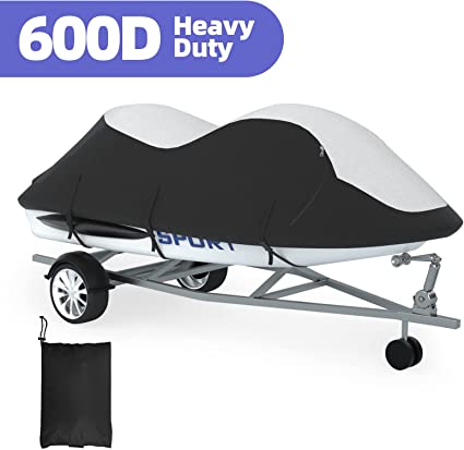 Jet Ski Cover Umbrauto Upgraded Trailerable PWC Cover 600D Waterproof Fade-Resistant UV Proof Personal Jetski Watercraft Covers Fits for Waverunner, Sea Doo, Polaris, Yamaha, Kawasaki, Honda, AquaTrax