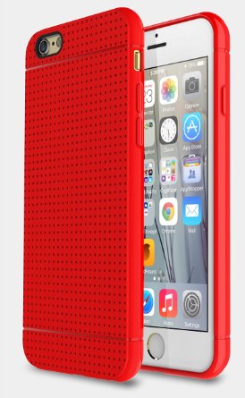 iPhone 6 Case E LV iPhone 6S  6 Case - Scratch Resistant Hybrid Soft Flex Rubber Shock-Absorption for iPhone 6S  6 with 1 Screen Protector 1 Stylus and 1 Microfiber Digital Cleaner RED