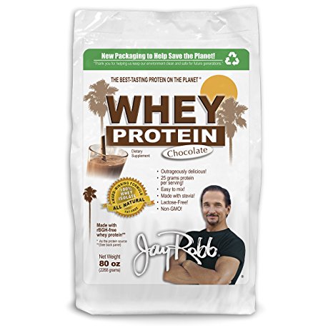 Jay Robb - Grass-Fed Whey Protein Isolate Powder, Outrageously Delicious, Chocolate, 76 Servings (80 oz)