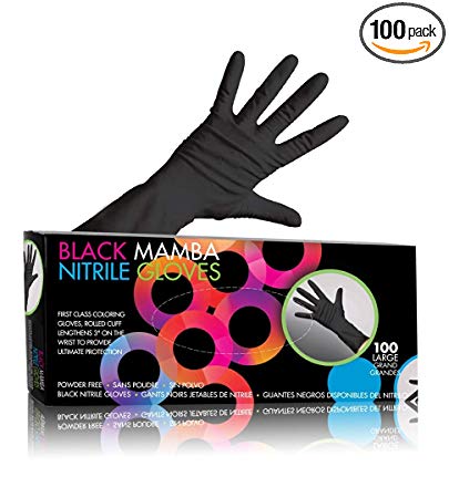Framar Black Mamba Nitrile Gloves, Powder Free, Latex Rubber Free, Disposable, Non Sterile, Food Safe, Medical Grade, Convenient Dispenser Pack of 100, 12 Inches, (Extra Strength) Size Large