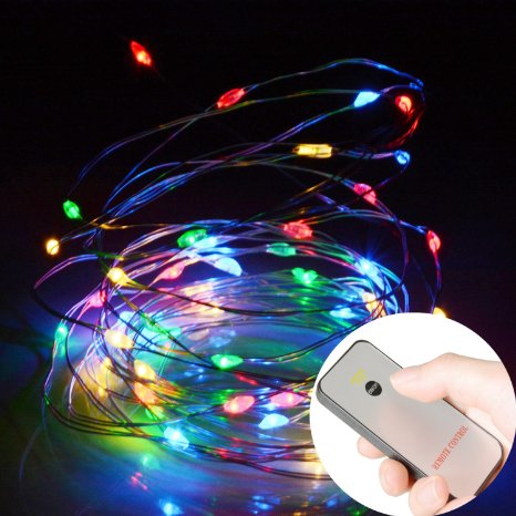 HAHOME Battery Operated LED String Lights 164Ft 50 LEDs Indoor and Outdoor Fairy Lights with Timer and Wireless Handheld Remote Control RGBWW