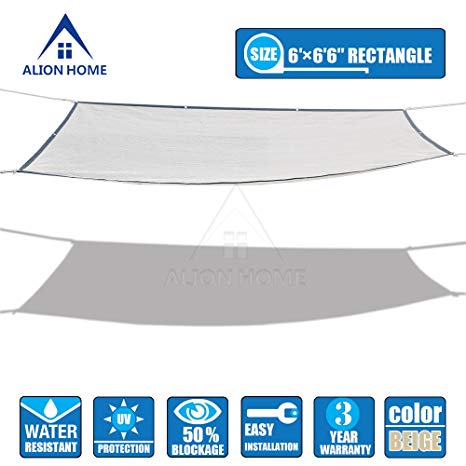 Alion Home HDPE 50% Sun Block Shade Cloth Garden Netting Fabric(6'x6'6'', Beige)