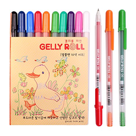 Sakura Pgb10c56 10-piece Gelly Roll Blister Card Gel Ink Pen Set, Fine Point 0.6mm, Assorted Colors