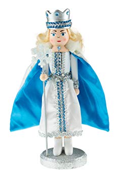 Clever Creations Snow Queen Nutcracker | Glittery Silver and Blue Holding a Sparkly Snowflake Staff | Festive Traditional Christmas Decor | 10" Tall Great for Any Holiday Collection