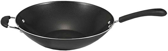 T-fal A80789 Specialty Nonstick Dishwasher Safe Oven Safe PFOA-Free Jumbo Wok Cookware, 14-Inch, Black (Renewed)