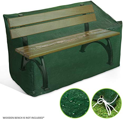 LIVIVO Heavy Duty 3 Seater Waterproof Outdoor Garden Bench Cover with Corner Eyelets and Securing Ropes Furniture Protection for Benches up to 160cm