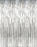 Metallic Silver Foil Fringe Curtains 1 PC by Kangaroo