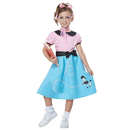 Blue 50's Sock Hop Dress Girls Costume