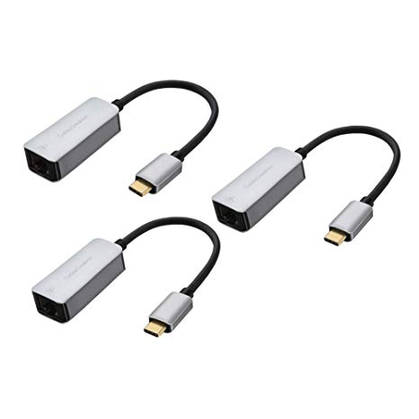 USB C to RJ45 Adapter, CableCreation [ 3 Pack ] Type C to Gigabit Ethernet with 10 Mpbs, 100 Mbps, 1000 Mbps Network Adapter, Compatible with MacBook Pro 2017, XPS 13, Surface Book 2, Space Gray