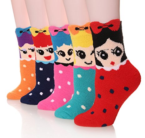 MIUBEE Women 5 Pairs Pack Super Soft Cozy Fuzzy Cute Winter Socks
