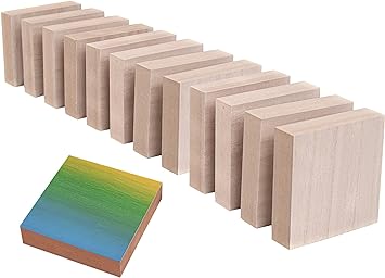 (12-Pack) - 4” x 4” Wooden Blocks for Crafts - 1-Inch Thick Square MDF Blocks - Smooth Surface with Wood Grain Pattern - Highly Customizable Blank Wood Squares