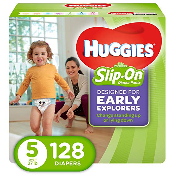 HUGGIES LITTLE MOVERS Slip-On Baby Diapers, Size 5, 128ct