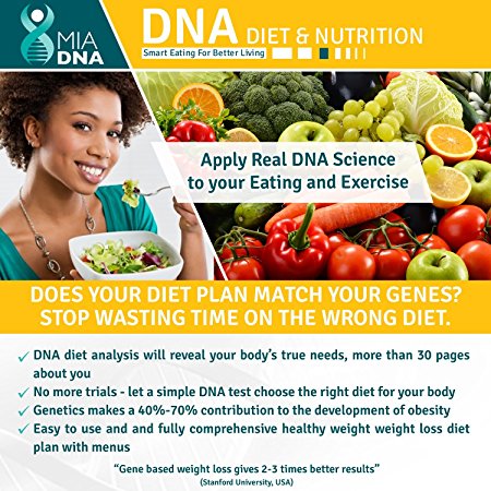 MiaDNA Genetic Home DNA Test Kit for Diet & Nutrition ! Leverage personal genetic testing to uncover your dietary profile and body response to food! Diet plan tailored for you with genetic analysis!