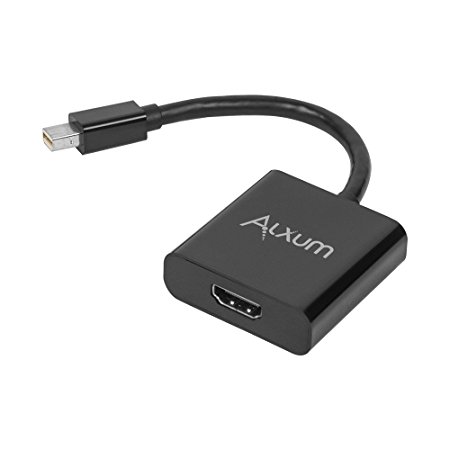 Alxum Mini DisplayPort DP (Thunderbolt 2 Port Compatible) to HDMI HDTV Male to Female Adapter Converter for Apple Macbook, Microsoft Surface Pro, Google Chromebook and more, Black
