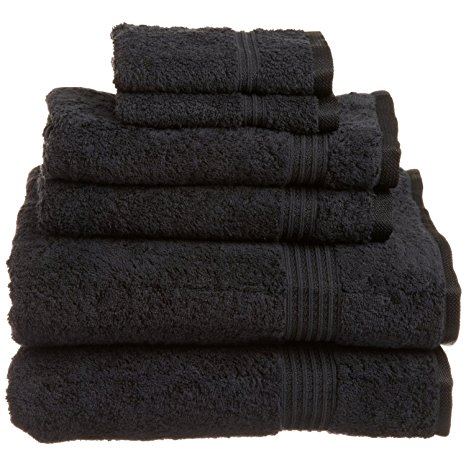 Superior Collection 100% Premium Long-Staple Combed Cotton 6-Piece Towel Set, Black