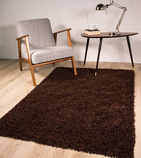 The Rug House Soft Non Shed Thick Plain Easy Clean Shaggy Rugs Ontario - 16 Colours and 8 (Brown 60x110cm)