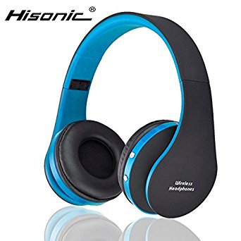 Hisonic HS8252 Foldable Noise Cancelling Wireless Stereo Bluetooth Headphones with Microphone (Blue and Black)