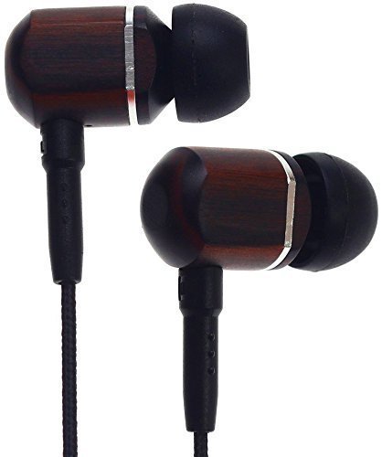 Symphonized MTRX Premium Genuine Wood in-Ear Noise-isolating Headphones with Mic and Nylon Cable (Black)