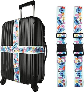 Disney Stitch Luggage Strap 2-Piece Set Officially Licensed, Adjustable Luggage Straps from 30'' to 72''