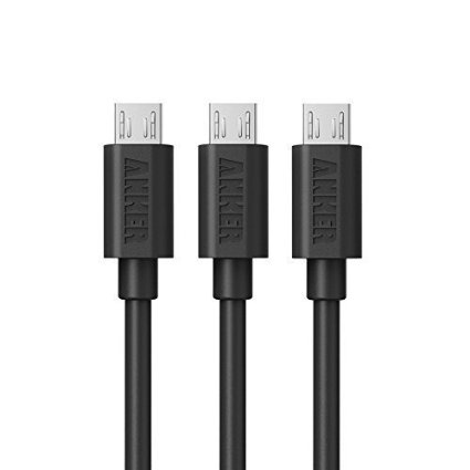 Anker 3 Premium 3ft Micro USB Cable Pack High Speed USB 2.0 A Male to Micro B Sync and Charge Cables for Android, Samsung, HTC, Motorola, Nokia and More (Black)