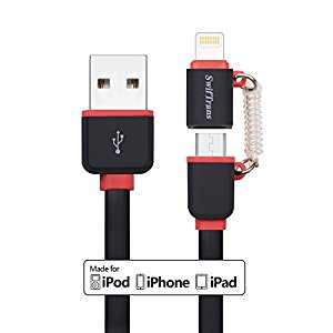 [Apple MFi Certified] USBLink (3.3 ft) Lightning Duo 2-in-1 Sync and Charge Cable with Lightning & Micro USB Connectors by Swiftrans for iPhone 6s Plus / 6 Plus, iPad Pro, Air 2 More and Android