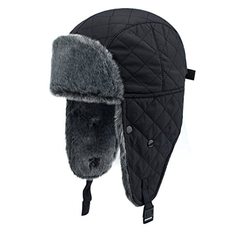 Dolida Unisex Outdoor Winter Trooper Trapper Hat Hunting Hat Ushanka Russian Hat with Ear Flap Chin Strap and Windproof Mask for Fishing Hiking Garden Work Skiing Snowboarding Outdoor Activities