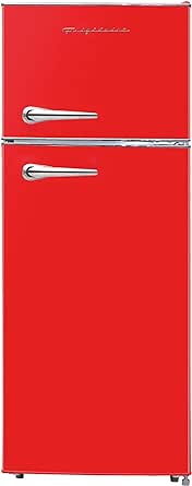 Frigidaire EFR786-RED EFR786 Retro Apartment Size Refrigerator with Top Freezer-2 Door Fridge with 7.5 Cu Ft of Storage Capacity, Adjustable Spill-Proof Shelves, Door & Crisper Bins, Red