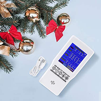 InLoveArts Air Quality Monitor Accurate Tester for CO2 Formaldehyde(HCHO) TVOC PM2.5/PM10 Professional Multifunctional Air Detector with Real Time Data&Mean Value Recording for Various Occasion