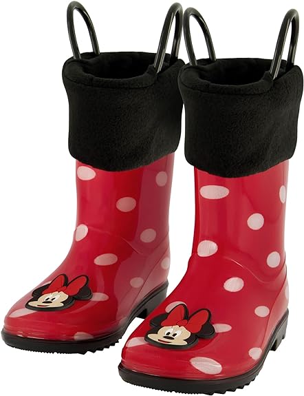 Disney Unisex-Child Girls Minnie Mouse Toddler Rain Boots with Soft Removable Liner Snow