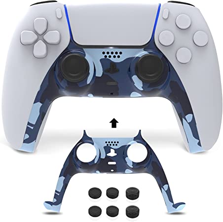 NexiGo PS5 Controller Faceplate with Thumb Grips, Replacement Shell Decoration Accessories, Grip Decorative Strip for Sony Playstation 5 DualSense Controller, Camouflage Blue