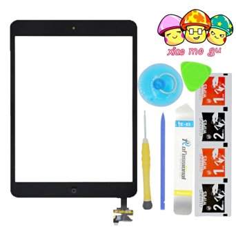 XIAO MO GU(TM) iPad Mini& iPad Mini 2nd Touch Screen Digitizer Complete Assembly with IC Chip & Home Button Replacement Black(Adhesive   Tool Kit Included)