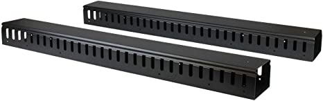 StarTech.com Vertical Cable Organizer with Finger Ducts - Vertical Cable Management Panel - Rack-Mount Cable Raceway - 0U - 6 ft. (CMVER40UF), Black