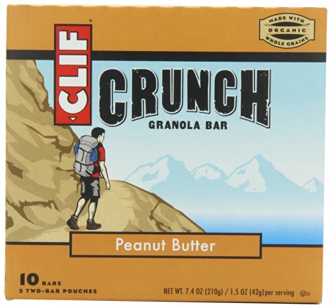 CLIF CRUNCH - Granola Bar - Peanut Butter - (1.48 oz, 5 Two-Bar Pouches)
