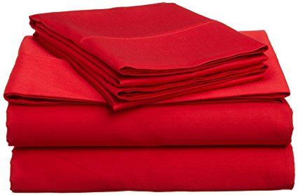 600- Thread-Count, Free Shipping By Galaxy's Deep Pocket - 10-Inches Brethable Refreshed Sheet Set ( 4PCs ), Make Your Sizes & Solid Colors Cal-King Size, "Red" Made By Galaxy's Linen