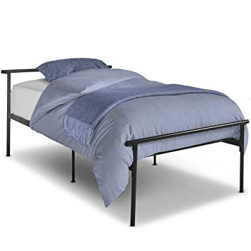 VonHaus Single Bed Frame with Integrated Headboard – Black Minimalist Slatted Design – Easy to Assemble & Made from Highly Durable Powder Coated Metal Tubing