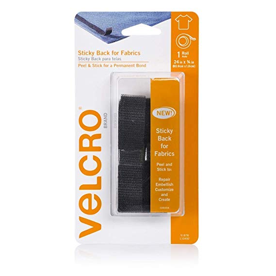 VELCRO Brand - Sticky Back for Fabrics: No sewing needed - 24" x 3/4" Tape, Black