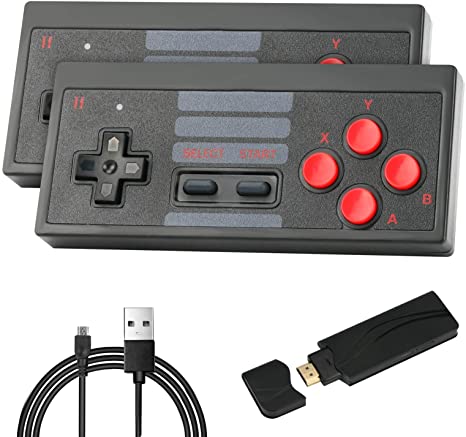 Ideashop Retro Mini Games Console with 2 Wireless Controllers, 4K HDMI TV Output Video Classic Game Console Stick Built-in 628 Games for Dual Players, Boys, Girls - Brings Back Childhood Memories